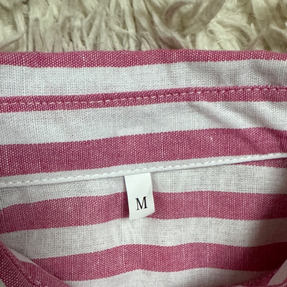 Boutique Striped Button-l Down Shirt 💗 Pink & White - Picture 15 of 16